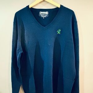 Grateful Dead Navy V-Neck Sweater with Green Bear